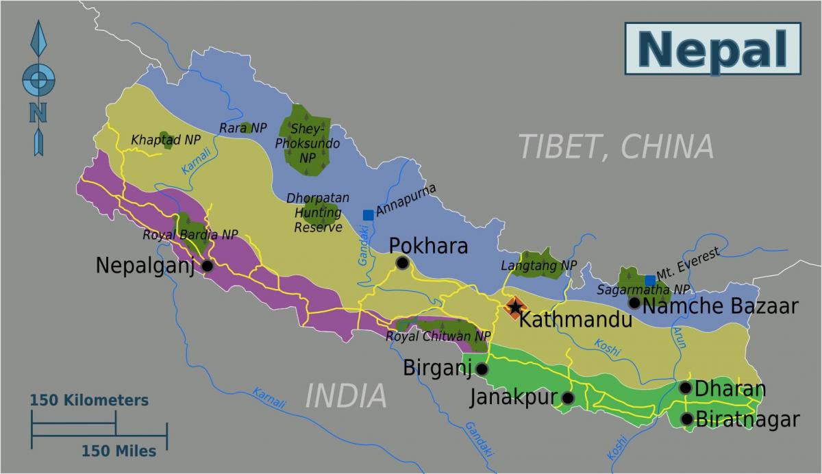 peta geografis dari nepal