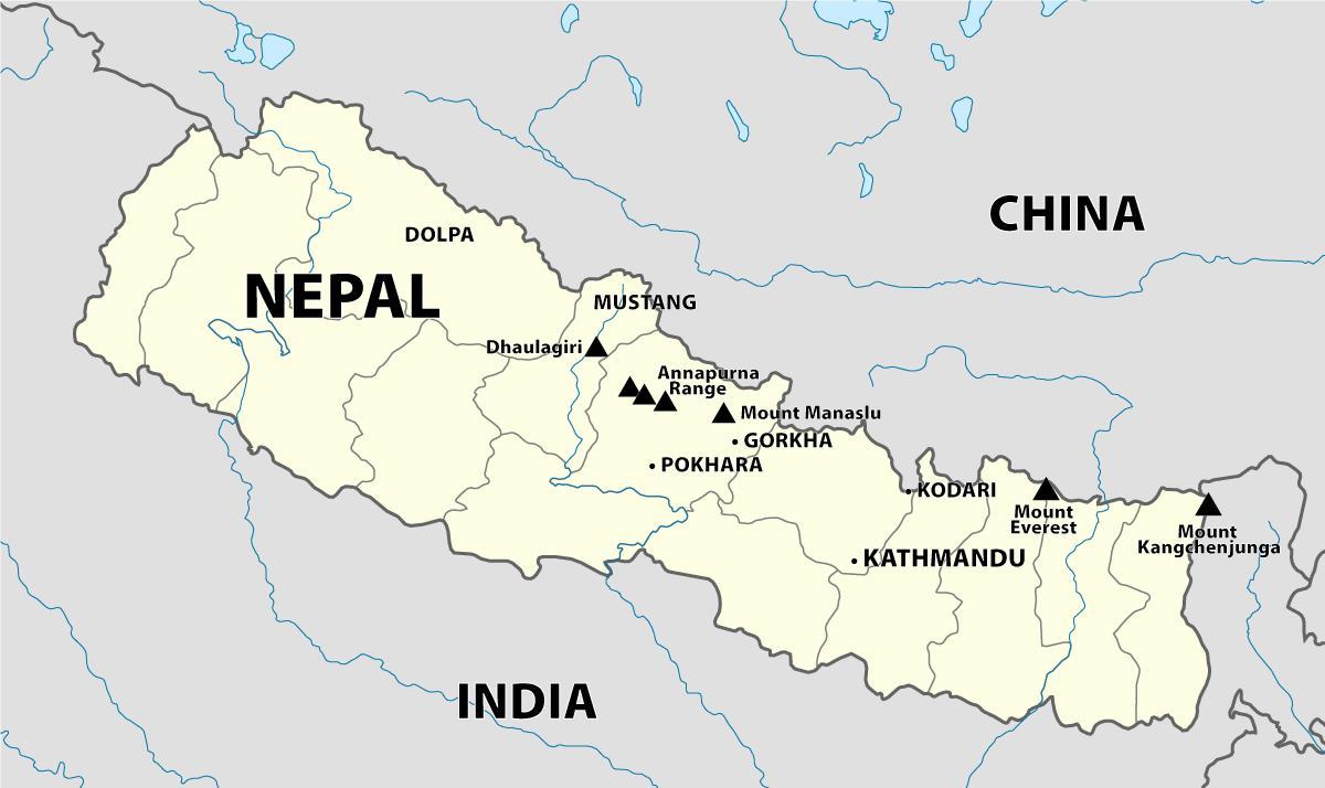 Peta dari nepal himalaya