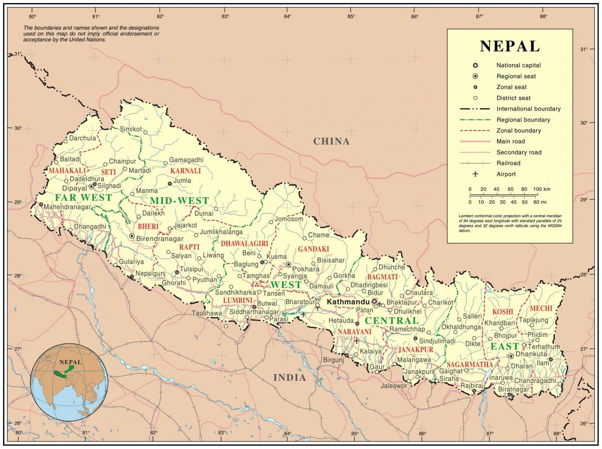 india, nepal peta jalan perbatasan