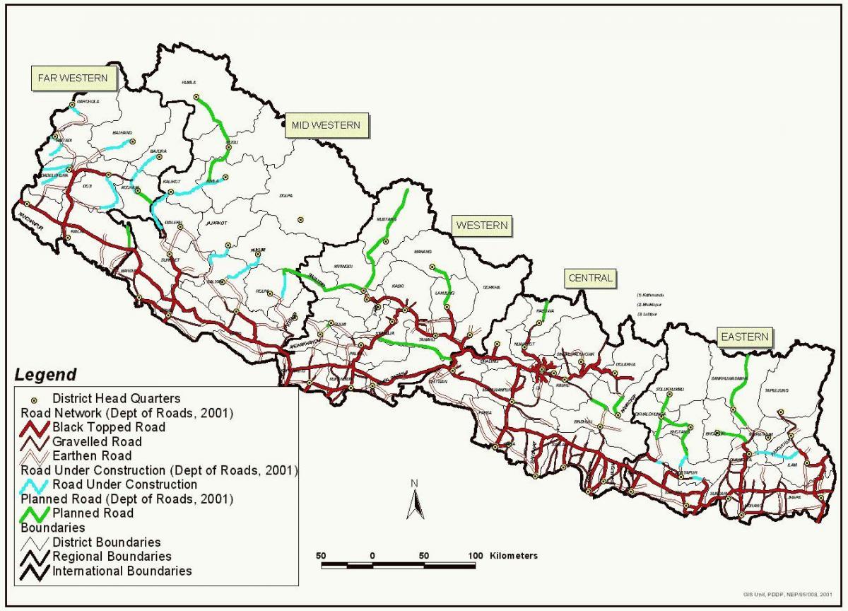 Peta dari nepal jalur cepat jalan