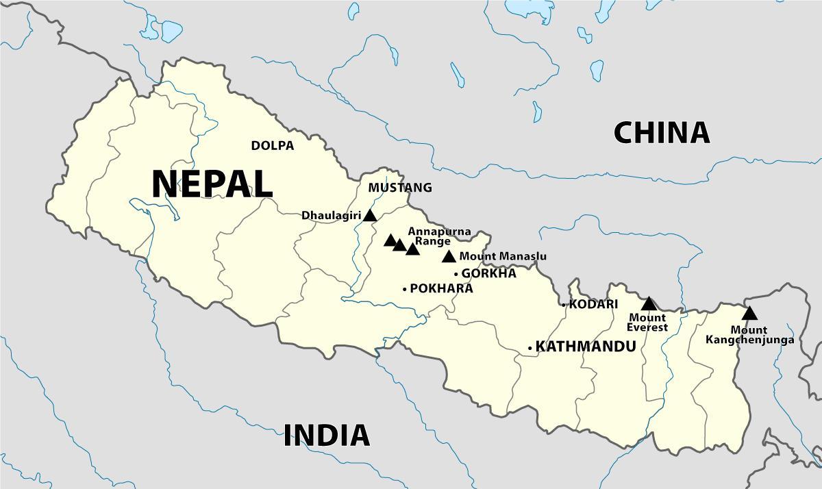 Peta dari pegunungan nepal