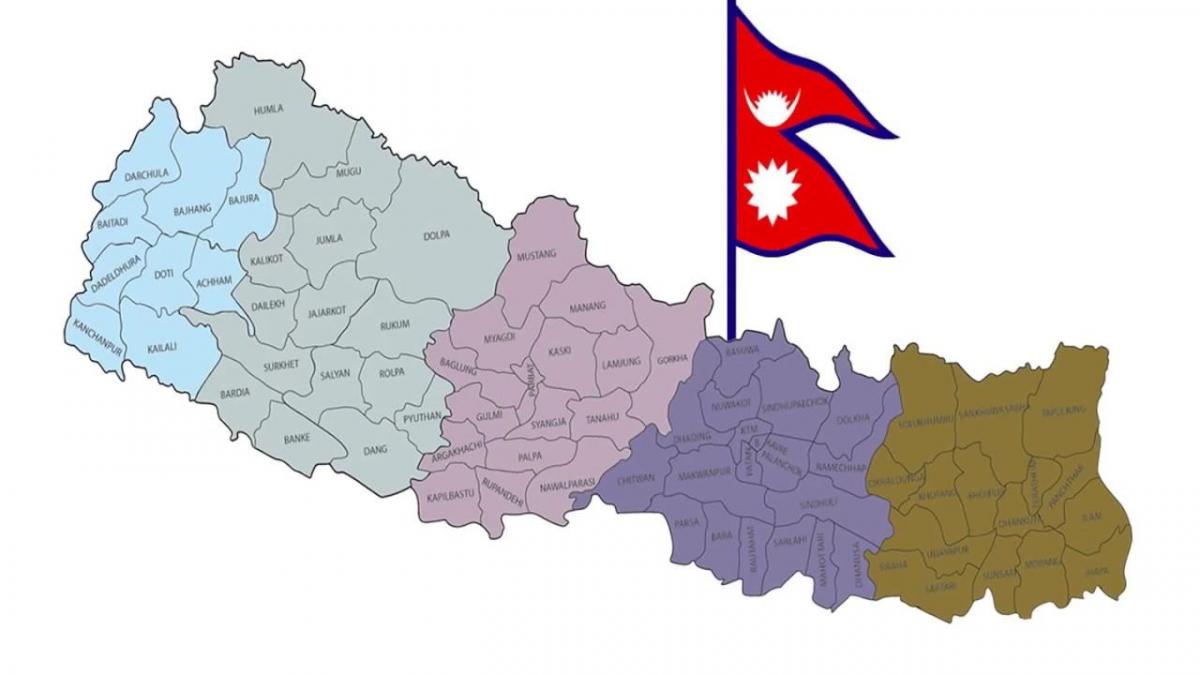 Peta dari nepal dengan bendera