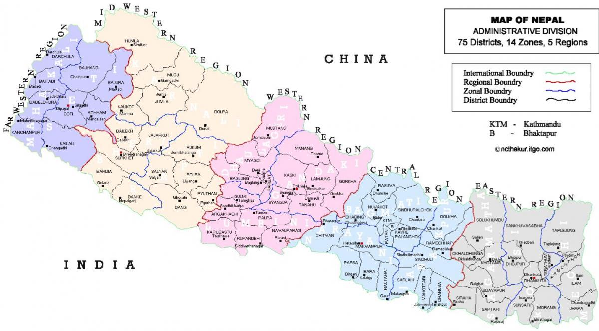 nepal peta politik dengan kabupaten