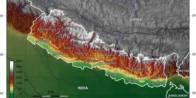 Nepal elevasi peta