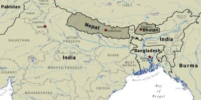 Peta bhutan, nepal, dan tibet