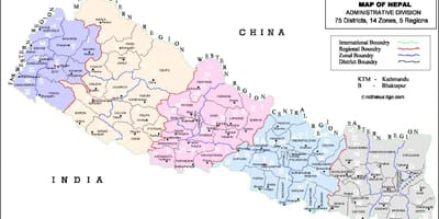 Nepal 75 kabupaten peta