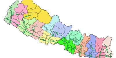 Peta dari nepal dengan jalan raya utama