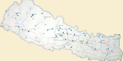 Peta dari nepal dengan danau